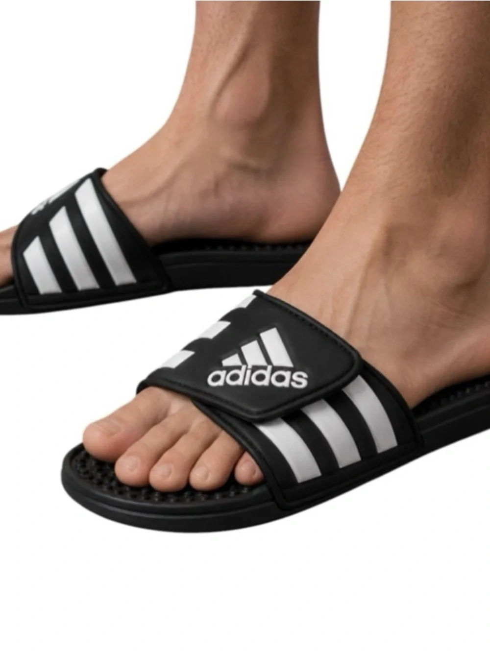 Adidas Adissage Black White Massage Slides Sandals Men’s US 13